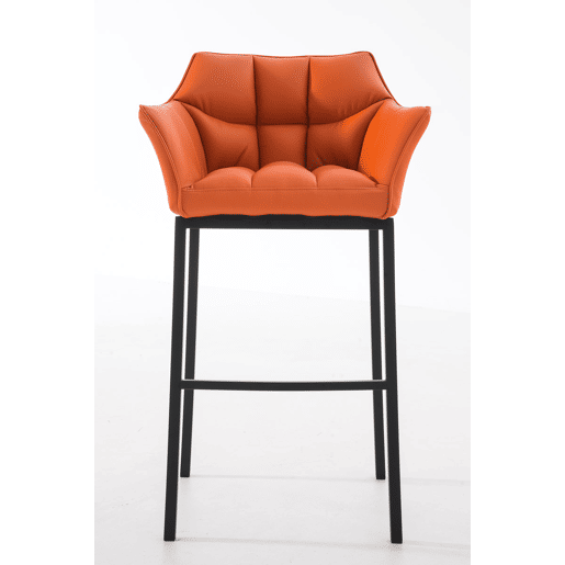 Taburete de bar Damaso cuero sintético con base de cuatro patas Simil cuero Naranja 48X64X110 cm