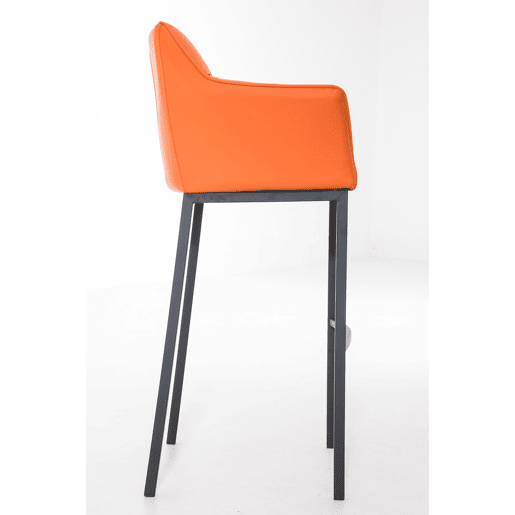 Taburete de bar Damaso cuero sintético con base de cuatro patas Simil cuero Naranja 48X64X110 cm
