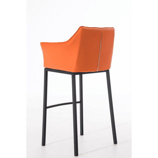 Taburete de bar Damaso cuero sintético con base de cuatro patas Simil cuero Naranja 48X64X110 cm