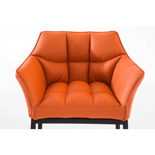 Taburete de bar Damaso cuero sintético con base de cuatro patas Simil cuero Naranja 48X64X110 cm