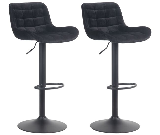 Set de 2 taburetes de bar tover terciopelo negro 54x48x81 cm