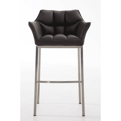 Taburete de bar Damaso cuero sintético con base de cuatro patas Simil cuero Marrón 48X64X110 cm