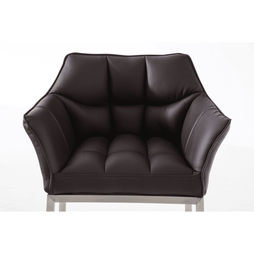 Taburete de bar Damaso cuero sintético con base de cuatro patas Simil cuero Marrón 48X64X110 cm