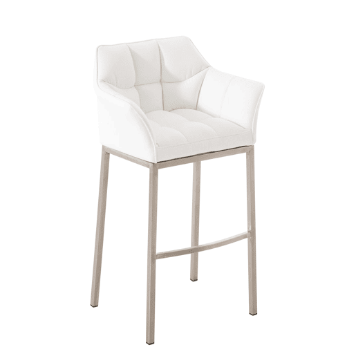 Taburete de bar Damaso cuero sintético con base de cuatro patas Simil cuero Blanco 48X64X110 cm
