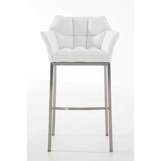 Taburete de bar Damaso cuero sintético con base de cuatro patas Simil cuero Blanco 48X64X110 cm