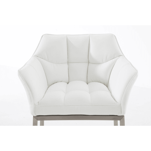 Taburete de bar Damaso cuero sintético con base de cuatro patas Simil cuero Blanco 48X64X110 cm