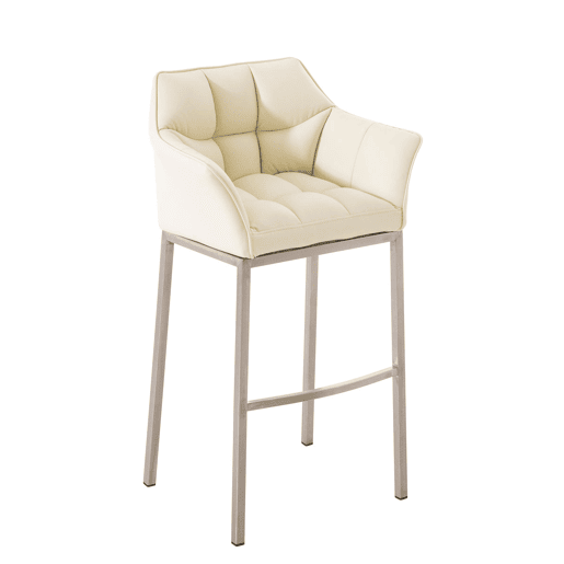 Taburete de bar Damaso cuero sintético con base de cuatro patas Simil cuero Crema 48X64X110 cm