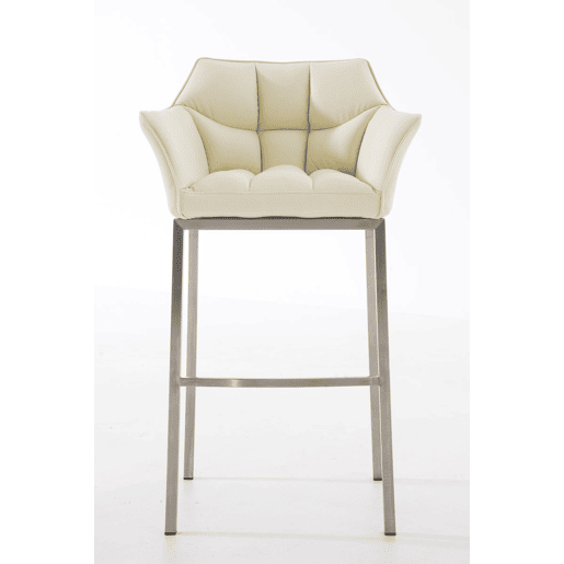 Taburete de bar Damaso cuero sintético con base de cuatro patas Simil cuero Crema 48X64X110 cm