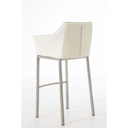 Taburete de bar Damaso cuero sintético con base de cuatro patas Simil cuero Crema 48X64X110 cm