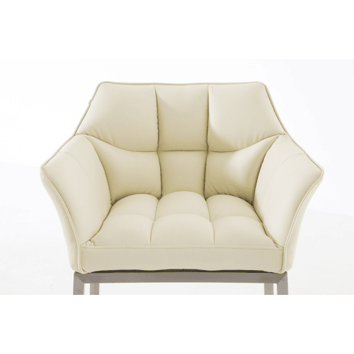 Taburete de bar Damaso cuero sintético con base de cuatro patas Simil cuero Crema 48X64X110 cm