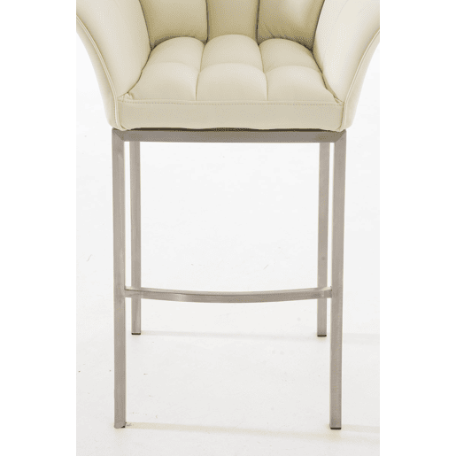 Taburete de bar Damaso cuero sintético con base de cuatro patas Simil cuero Crema 48X64X110 cm
