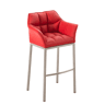 Taburete de bar Damaso cuero sintético con base de cuatro patas Simil cuero Rojo 48X64X110 cm