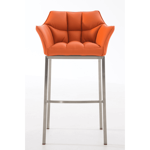 Taburete de bar Damaso cuero sintético con base de cuatro patas Simil cuero Naranja 48X64X110 cm