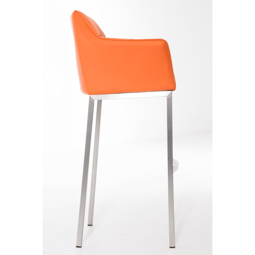 Taburete de bar Damaso cuero sintético con base de cuatro patas Simil cuero Naranja 48X64X110 cm