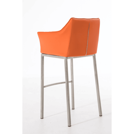 Taburete de bar Damaso cuero sintético con base de cuatro patas Simil cuero Naranja 48X64X110 cm