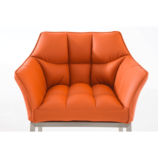 Taburete de bar Damaso cuero sintético con base de cuatro patas Simil cuero Naranja 48X64X110 cm
