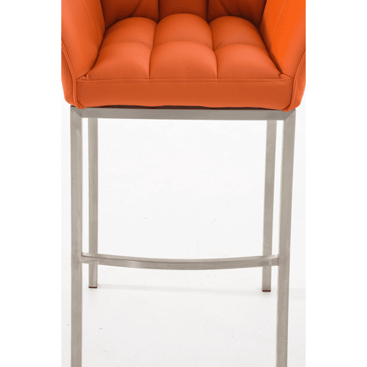 Taburete de bar Damaso cuero sintético con base de cuatro patas Simil cuero Naranja 48X64X110 cm
