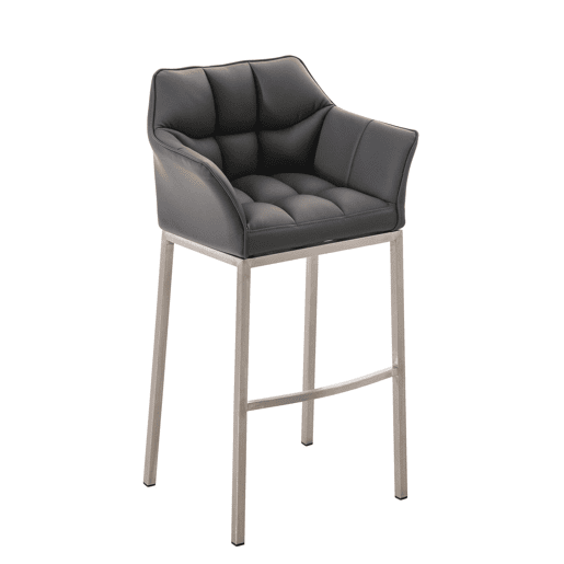 Taburete de bar Damaso cuero sintético con base de cuatro patas Simil cuero Gris 48X64X110 cm