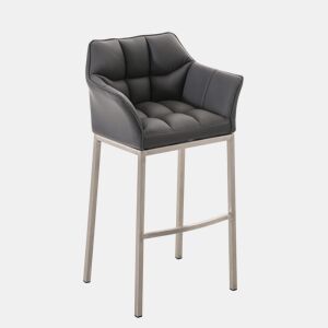 Taburete de bar Damaso cuero sintético con base de cuatro patas Simil cuero Gris 48X64X110 cm