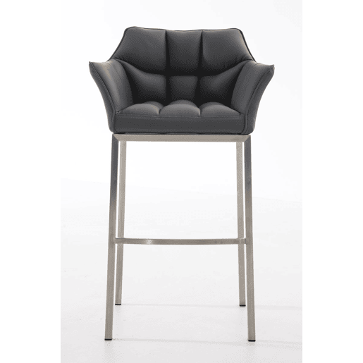 Taburete de bar Damaso cuero sintético con base de cuatro patas Simil cuero Gris 48X64X110 cm