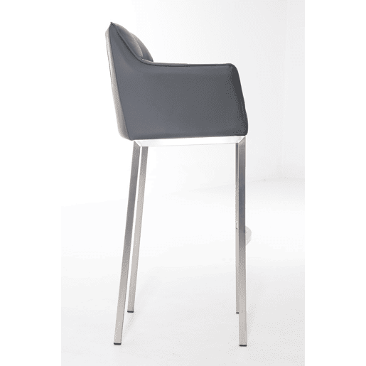 Taburete de bar Damaso cuero sintético con base de cuatro patas Simil cuero Gris 48X64X110 cm