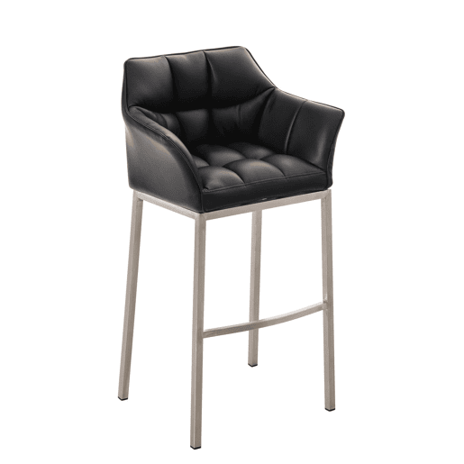 Taburete de bar Damaso cuero sintético con base de cuatro patas Simil cuero Negro 48X64X110 cm
