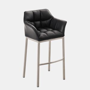 Taburete de bar Damaso cuero sintético con base de cuatro patas Simil cuero Negro 48X64X110 cm
