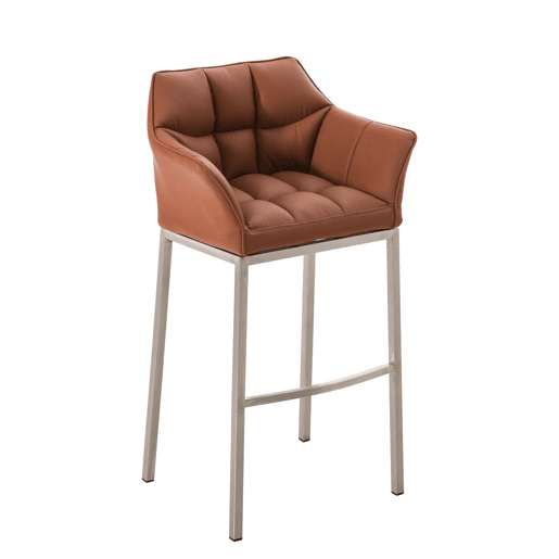 Taburete de bar Damaso cuero sintético con base de cuatro patas Simil cuero Marrón claro 48X64X110 cm