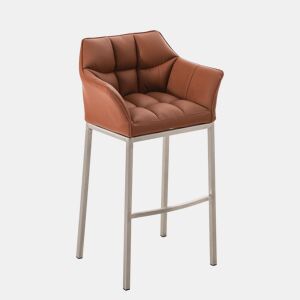 Taburete de bar Damaso cuero sintético con base de cuatro patas Simil cuero Marrón claro 48X64X110 cm