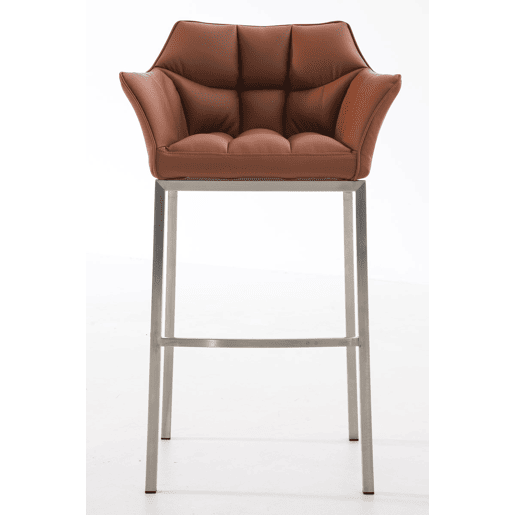 Taburete de bar Damaso cuero sintético con base de cuatro patas Simil cuero Marrón claro 48X64X110 cm