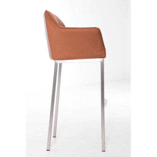 Taburete de bar Damaso cuero sintético con base de cuatro patas Simil cuero Marrón claro 48X64X110 cm