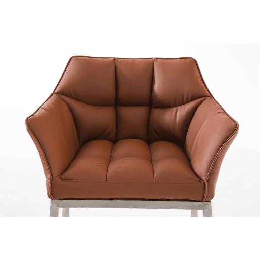 Taburete de bar Damaso cuero sintético con base de cuatro patas Simil cuero Marrón claro 48X64X110 cm
