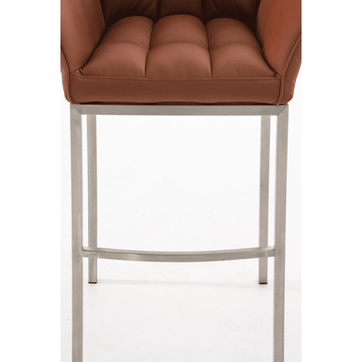 Taburete de bar Damaso cuero sintético con base de cuatro patas Simil cuero Marrón claro 48X64X110 cm