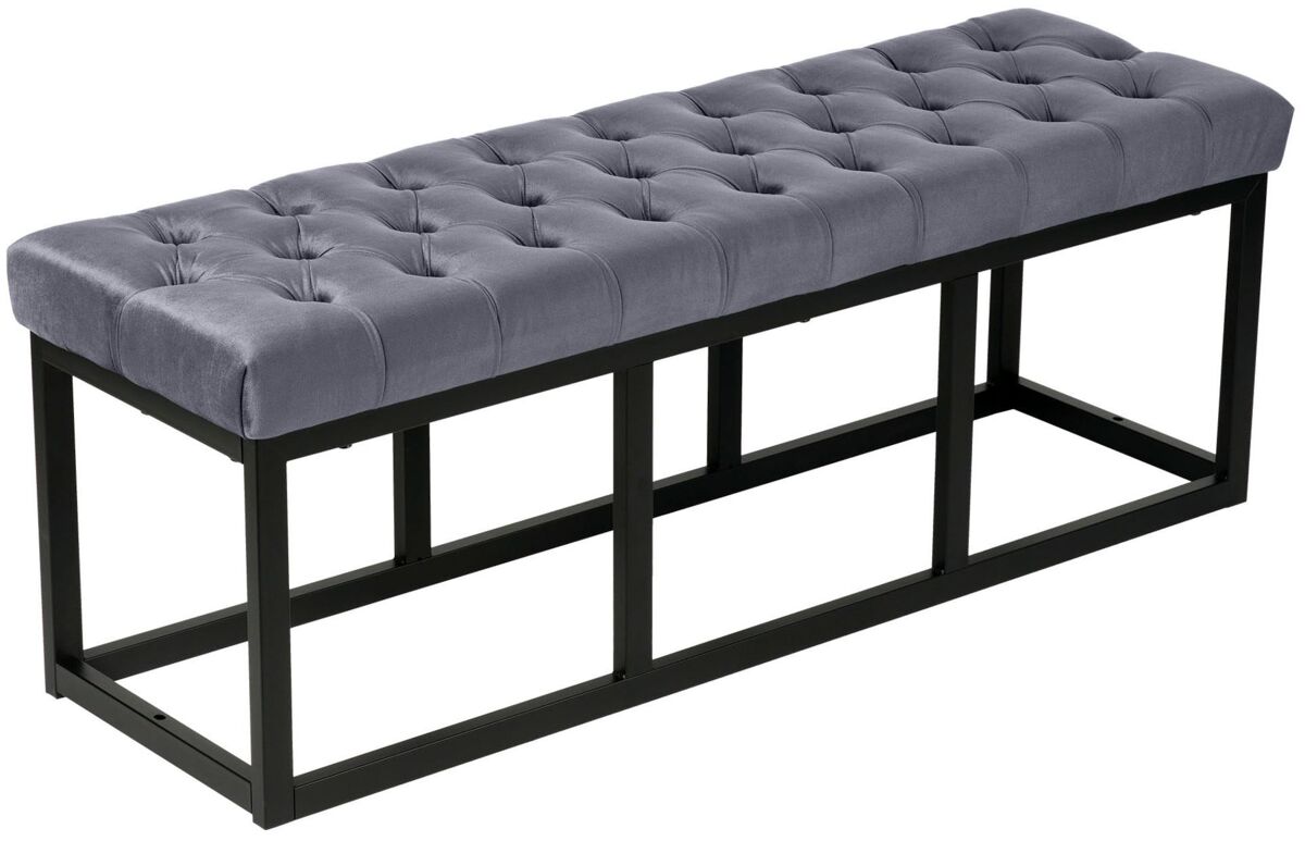Banco polson terciopelo negro gris 37x120x42 cm