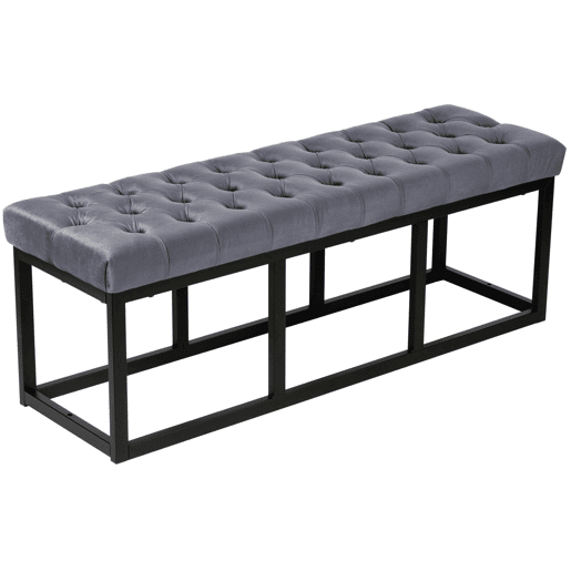 Banco Polson Terciopelo Negro Gris 37X120X42 cm
