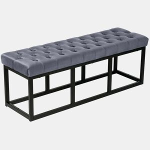 Banco Polson Terciopelo Negro Gris 37X120X42 cm