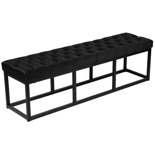 Banco Polson Terciopelo Negro Negro 37X150X42 cm
