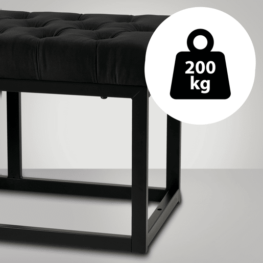 Banco Polson Terciopelo Negro Negro 37X150X42 cm