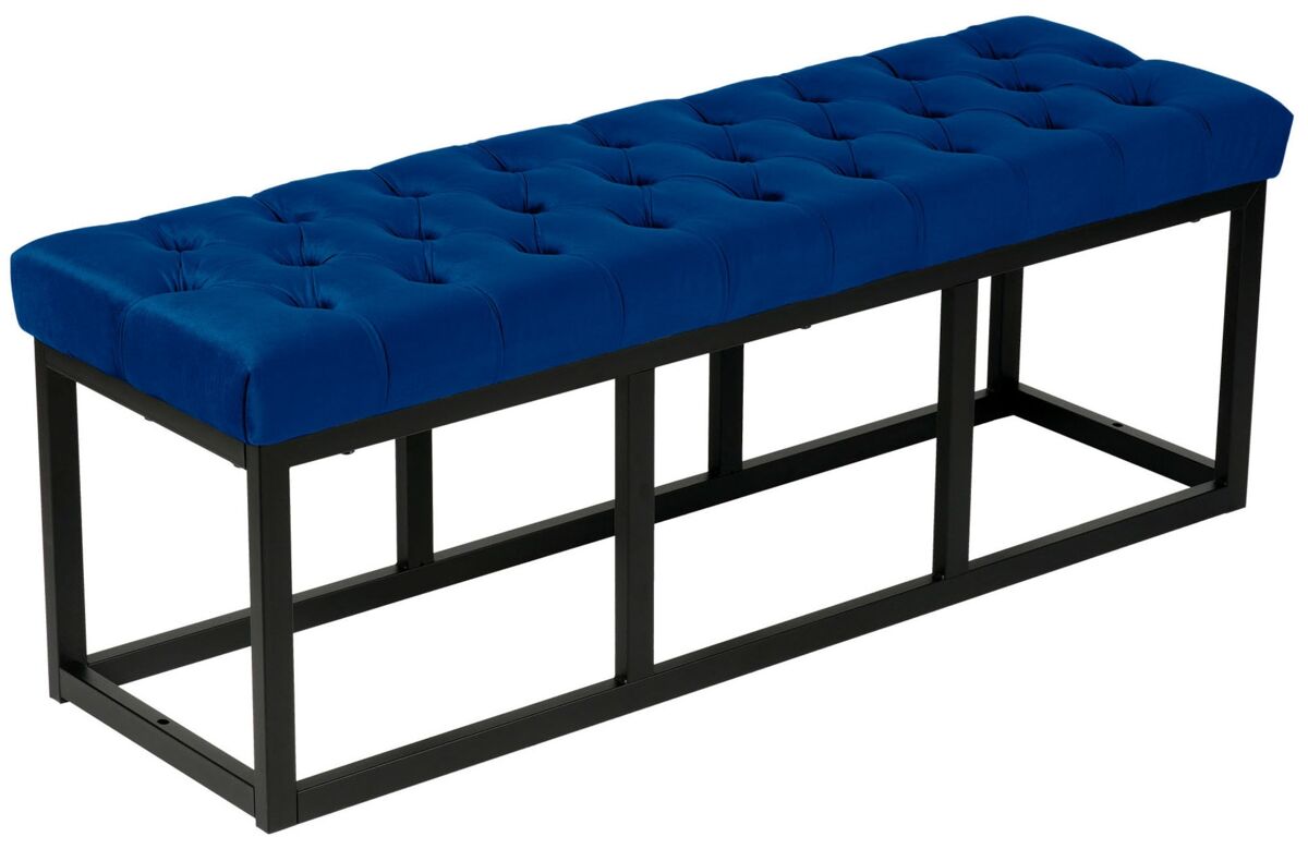 Banco polson terciopelo negro azul 37x120x42 cm