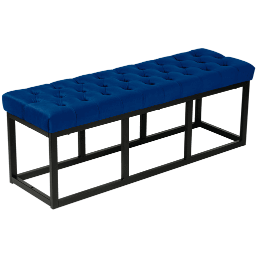 Banco Polson Terciopelo Negro Azul 37X120X42 cm