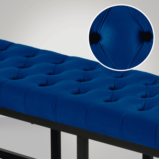 Banco Polson Terciopelo Negro Azul 37X120X42 cm