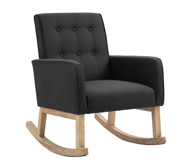 Silla mecedora dream tapizada en tela gris oscuro 77x63x90 cm