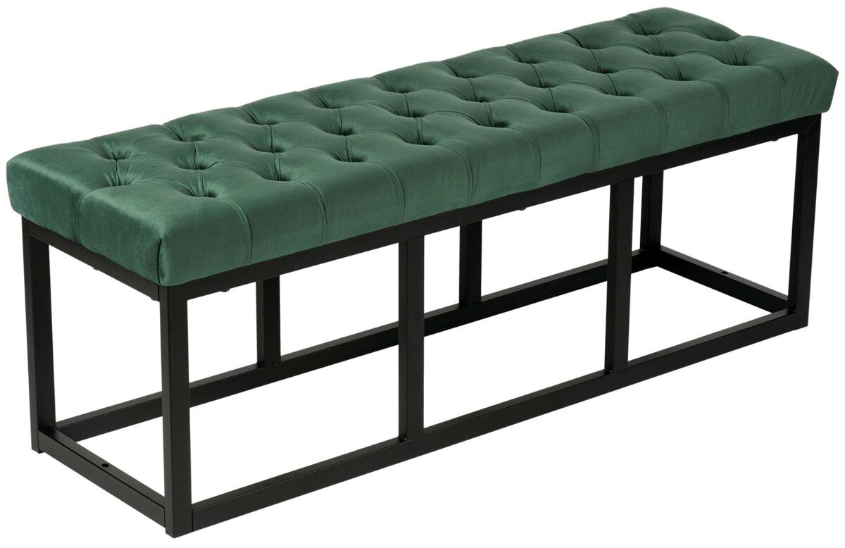 Banco polson terciopelo negro verde 37x120x42 cm