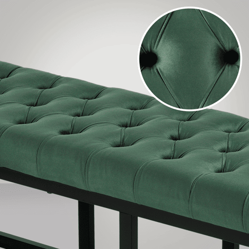 Banco Polson Terciopelo Negro Verde 37X120X42 cm