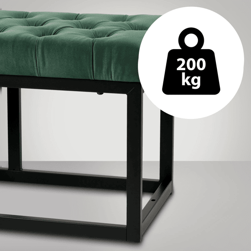 Banco Polson Terciopelo Negro Verde 37X120X42 cm