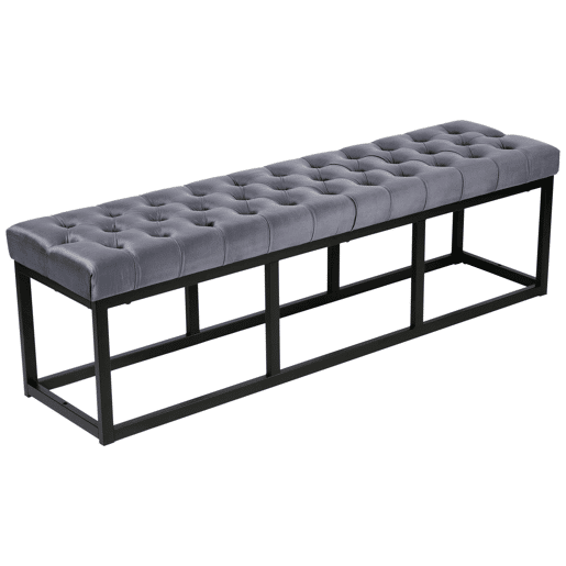 Banco Polson Terciopelo Negro Gris 37X150X42 cm