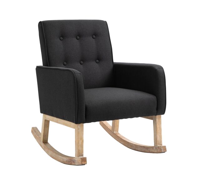 Silla mecedora dream tapizada en tela negro 77x63x90 cm