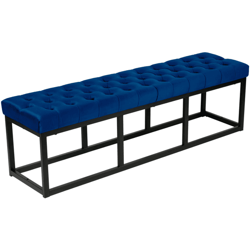 Banco Polson Terciopelo Negro Azul 37X150X42 cm