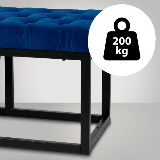 Banco Polson Terciopelo Negro Azul 37X150X42 cm
