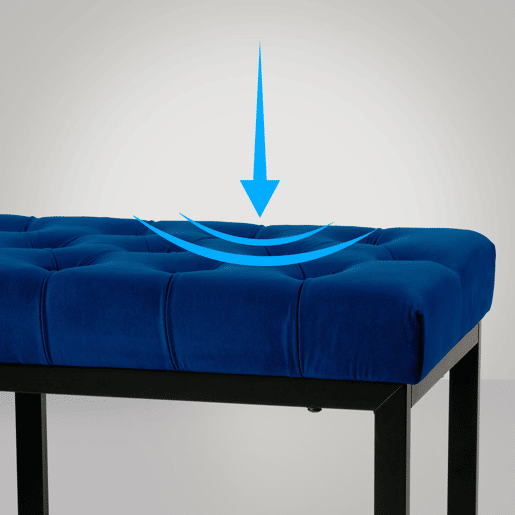 Banco Polson Terciopelo Negro Azul 37X150X42 cm